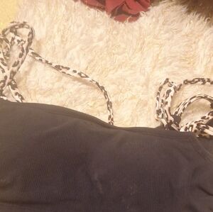 Black Top with Animal Print Straps